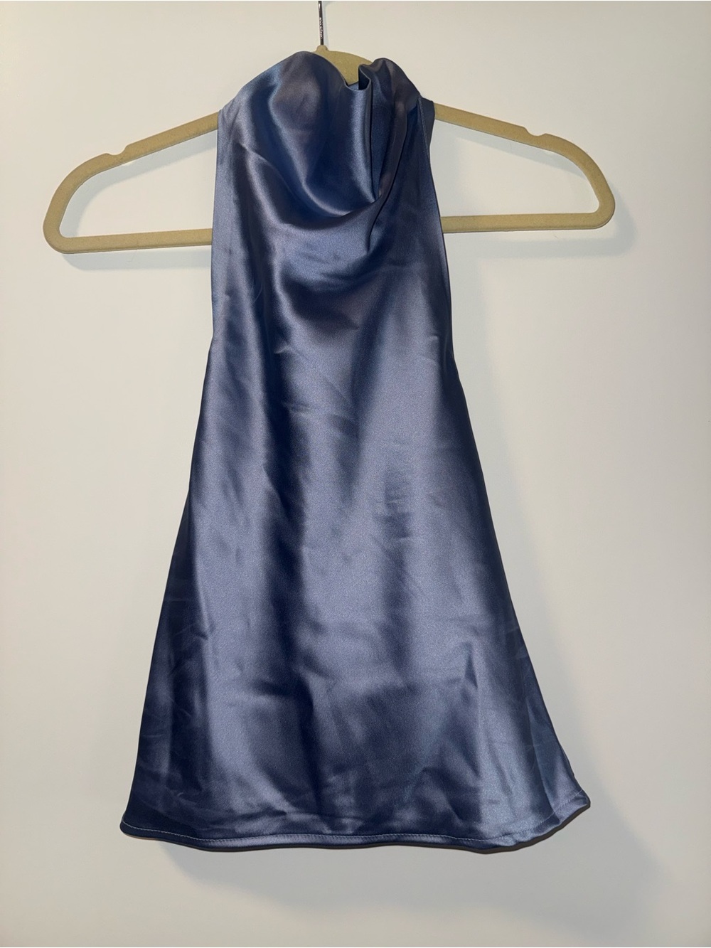Satin Navy Blue Halter Top